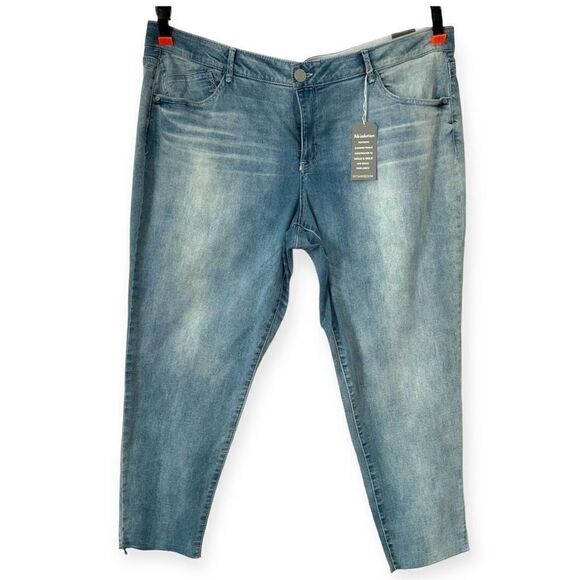 WIT & WISDOM 'Ab'Solution Raw Hem Skimmer Jean in Blue Size 24W NEW - Picture 4 of 11